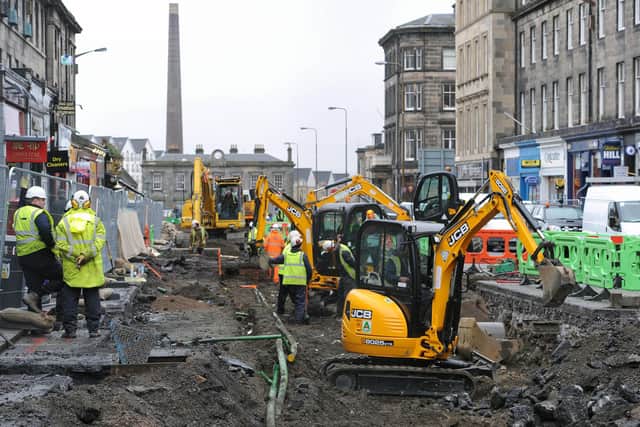 Edinburgh tram works are carried out in 2011 at Haymarket. Picture: Ian Rutherford