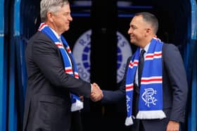 Rangers chairman Andrew Cavenagh (L) and vice-chairman Paraag Marathe (R) at Ibrox following the club's Extraordinary General Meeting in a city centre hotel (Photo by Alan Harvey / SNS Group)