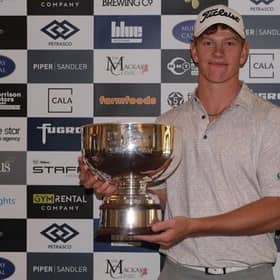 Gregor Graham shows off the Blairgowrie Perthshire Masters trophy after recording a sweet success at his home club. Picture: Tartan Pro Tour