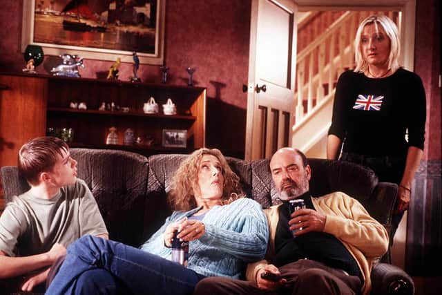In ITV's Bob & Rose in 2001 with Dean (Christopher Fountain), Carol (Barbara Marten) and Trevor (Dave Hill).