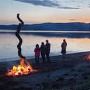Trees are burned on a beach in Argyll as part of the making of the Carbon Legacy artwork, which will go on show at the newly-reopened Kilmartin Museum. It has been inspired by the burning of a Neolithic cursus monument more than 5,500 years ago in Kilmartin Glen. PIC: Joseph Crerar - Blythe.