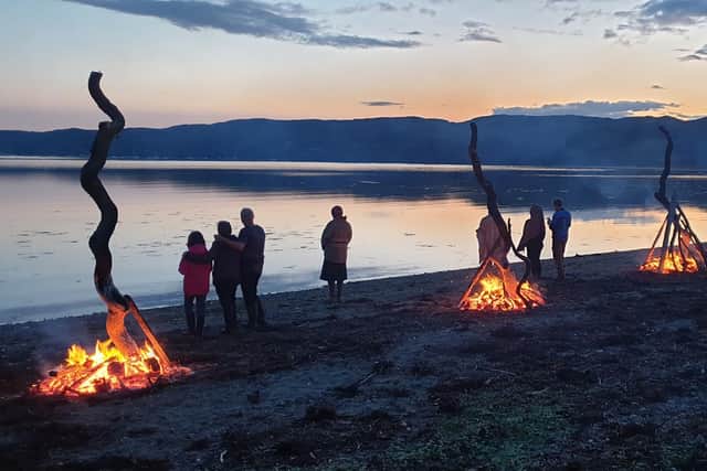 Trees are burned on a beach in Argyll as part of the making of the Carbon Legacy artwork, which will go on show at the newly-reopened Kilmartin Museum. It has been inspired by the burning of a Neolithic cursus monument more than 5,500 years ago in Kilmartin Glen. PIC: Joseph Crerar - Blythe.