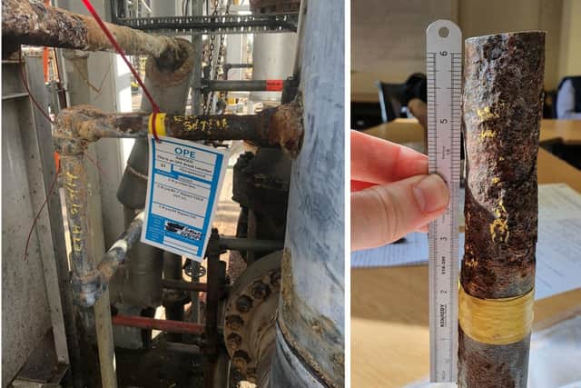 The corrosion found by inspectors at the ExxonMobil plant (Pic: HSE)