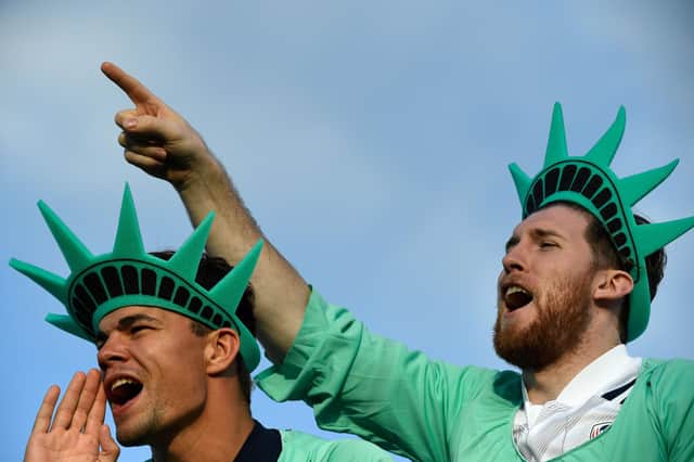 US fans cheer on their team during last year's Rugby World Cup in Japan.