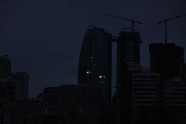 A view of Kyiv during a partial blackout in the Ukrainian capital on November 22, 2022. - The World Health Organization warned that the upcoming winter would be "life-threatening" for millions of Ukrainians after a series of devastating Russian attacks on the country's energy grid. (Photo by Sergei SUPINSKY / AFP) (Photo by SERGEI SUPINSKY/AFP via Getty Images)