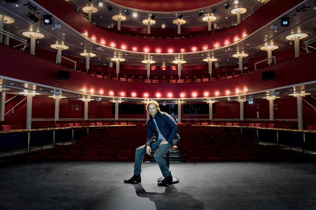 Outlander star Sam Heughan during a visit to the Royal Conservatoire of Scotland in 2017.
