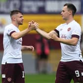 Hearts Alan Forrest and Lawrence Shankland have a great relationship on and off the field.  (Photo by Ross MacDonald / SNS Group)