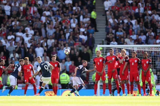 Leigh Griffiths score a brace of free kicks against England last time the two sides faced each other (Getty Images)