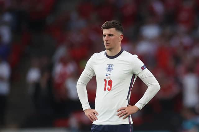 England's midfielder Mason Mount was forced to quarantine after being deemed to have come into close contact with Scotland's Billy Gilmour after last month's 0-0 draw at Wembley. Gilmour tested positive for Covid two days later (Photo by CARL RECINE / POOL / AFP) (Photo by CARL RECINE/POOL/AFP via Getty Images)
