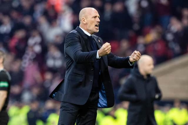 Rangers manager Philippe Clement celebrates victory over Hearts at Hampden.
