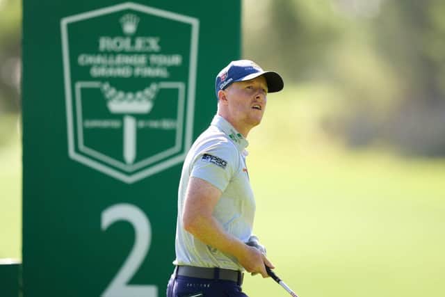 Craig Howie watces a shot on the second hole - his 11th - in the opening round of the Rolex Challenge Tour Grand Final supported by The R&A. Picture: Angel Martinez/Getty Images.