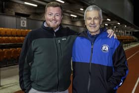 Meadowbank operations manager Martin Bews (left) with Keith Ridley Photo: Neil Hanna/St Andrew's First Aid/PA Wire