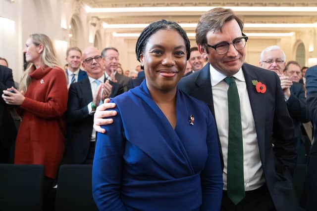 Kemi Badenoch, pictured shortly after winning the UK Conservative leadership election, with her husband Hamish.