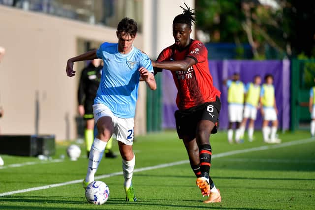 New Rangers signing Clinton Nsiala in action for AC Milan U19 against Lazio U19 last month. (Photo by Marco Rosi - SS Lazio/AC Milan via Getty Images)