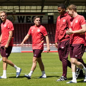 Nathaniel Atkinson, right, has a chance to stake a claim to be Hearts' regular right-back this season.