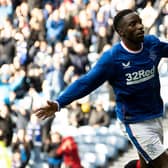 Fashion Sakala Jr celebrates after scoring Rangers' fourth in the win over St Mirren at Ibrox. (Photo by Alan Harvey / SNS Group)