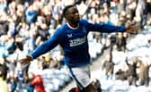 Fashion Sakala Jr celebrates after scoring Rangers' fourth in the win over St Mirren at Ibrox. (Photo by Alan Harvey / SNS Group)