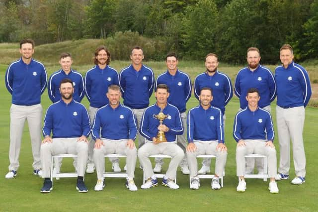 Captain Padraig Harrington and his European players for the 43rd Ryder Cup at Whistling Straits in Wisconsin. Picture: Andrew Redington/Getty Images.