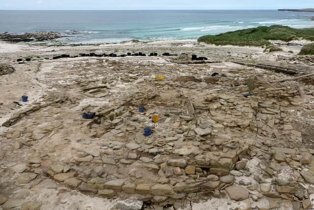 Remains of the settlement at Links of Noltland on Westray. Around 35 buildings have been found so far, including houses, workshops and a sauna, with the community believed t have lived in relative stability and peace. PIC: www.geograph.org