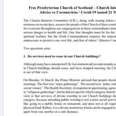 The advice from the Free Presbyterian Church of Scotland was posted on its website.