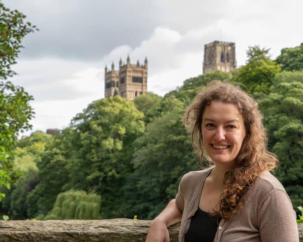 Academic Megan Olshefski, who is retracing the steps of thousands of 17th-century Scottish prisoners-of-war who were put through a 100-mile death march. Picture: Geoff Kitson/Freemen of Durham/PA Wire