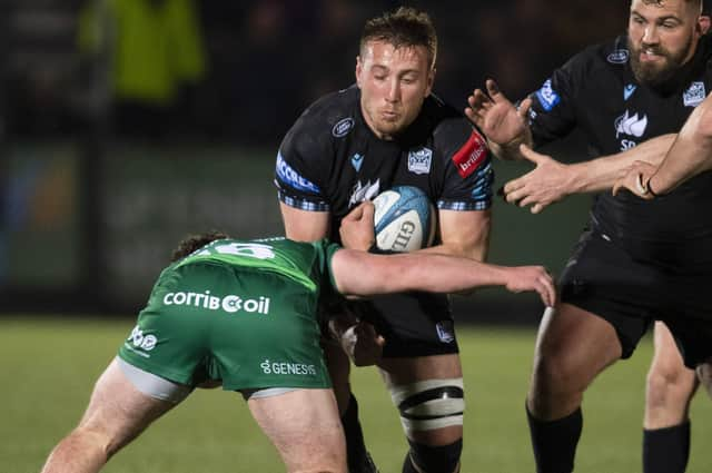 Matt Fagerson on the attack against Connacht. He came off the bench and played at centre. (Photo by Rob Casey / SNS Group)