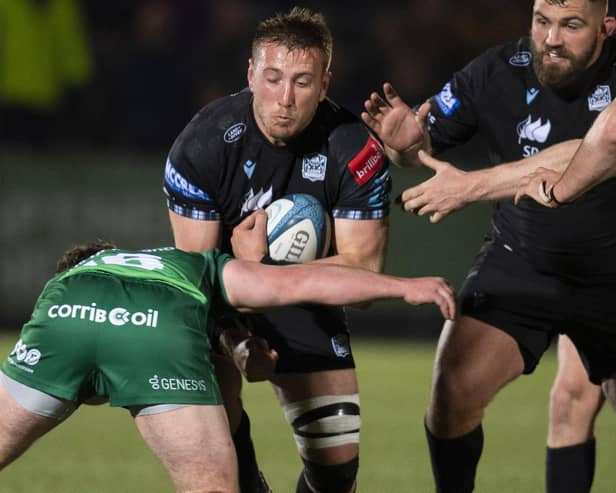 Matt Fagerson on the attack against Connacht. He came off the bench and played at centre. (Photo by Rob Casey / SNS Group)
