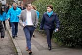 Scottish Conservative leader Douglas Ross and former leader Ruth Davidson, on the campaign trail in Davidson Mains, Edinburgh. Picture: Jane Barlow/PA Wire
