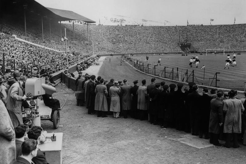 A BBC camera at work filming the match