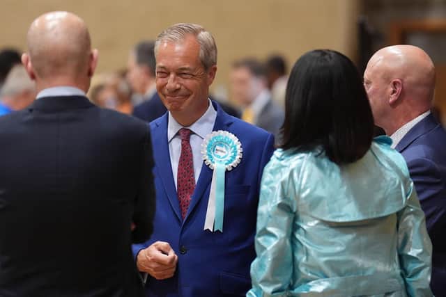 Reform UK leader Nigel Farage at Clacton Leisure Centre in Clacton, Essex, during the count for the 2024 General Election