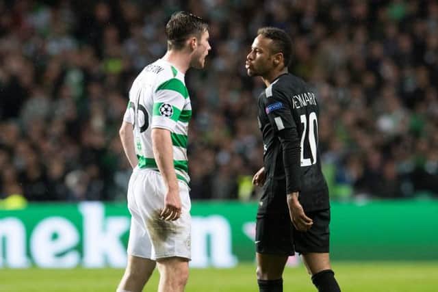 Celtic's Anthony Ralston (left) with Neymar in 2017. (Picture: SNS Group Craig Foy)