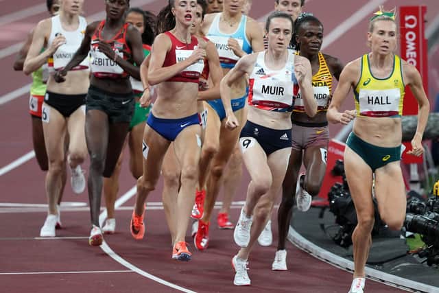 Laura Muir ran a controlled race in the second 1500m semi-final to book her place in Friday's Olympic final. Picture: Martin Rickett/PA Wire