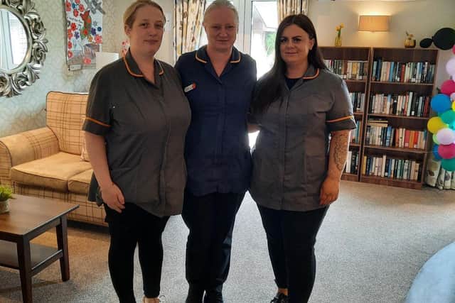 Lisa Dunlop, Care Assistant; Lesley Winning, Clinical Services Manager; and Chelsea McGivern, Senior Care Assistant at HC-One Scotland’s Redmill Care Home