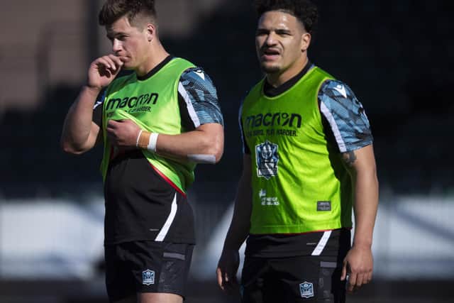Huw Jones, left, and Sione Tuipulotu, right, were impressive as a centre pairing for Scotland during the Six Nations and could link up on Saturday for Glasgow Warriors.