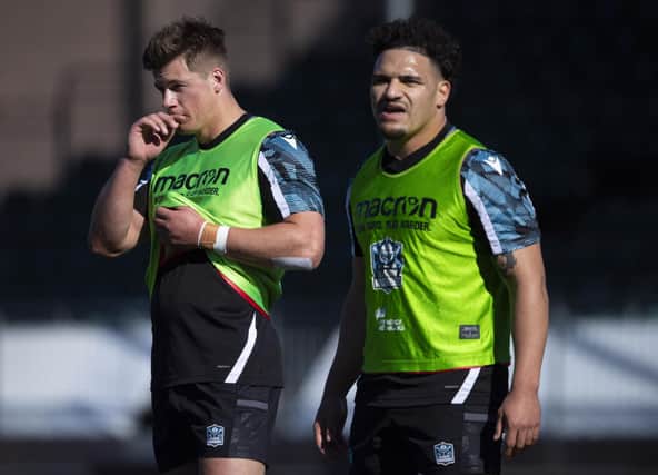 Huw Jones, left, and Sione Tuipulotu, right, were impressive as a centre pairing for Scotland during the Six Nations and could link up on Saturday for Glasgow Warriors.