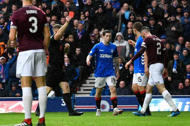 Smith was sent off in 2018 at Ibrox.