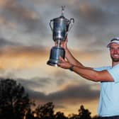 Wyndham Clark shows off the trophy after winning the 123rd US Open at The Los Angeles Country Club. Picture: Andrew Redington/Getty Images.