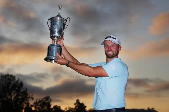 Wyndham Clark shows off the trophy after winning the 123rd US Open at The Los Angeles Country Club. Picture: Andrew Redington/Getty Images.
