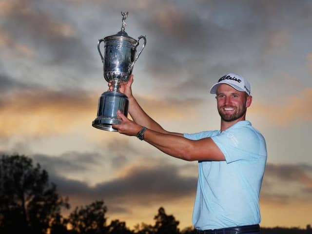 Wyndham Clark shows off the trophy after winning the 123rd US Open at The Los Angeles Country Club. Picture: Andrew Redington/Getty Images.