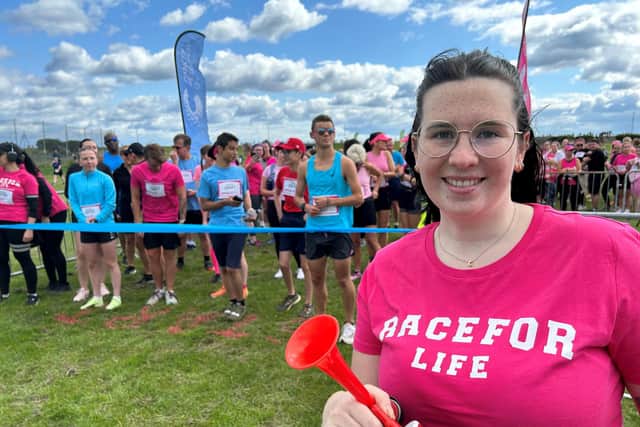 Jordan was guest of honour sounding the start horn at Cancer Research UK's Race for Life Aberdeen
