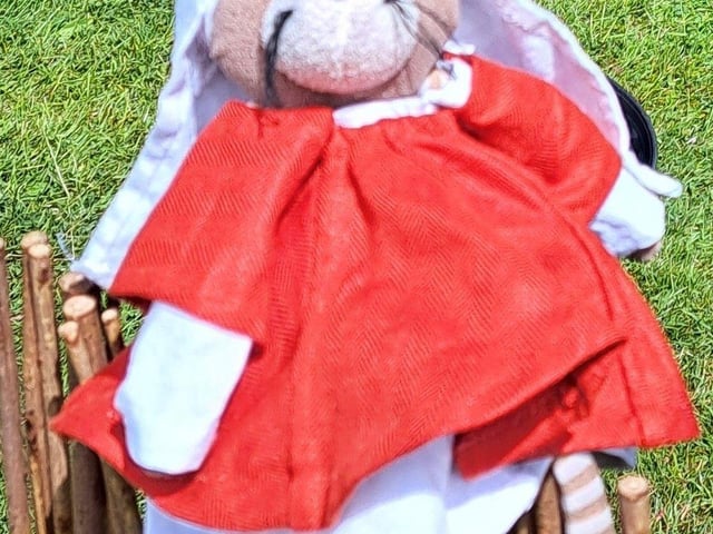 Mary Mouse in her 11th century dress and wimple