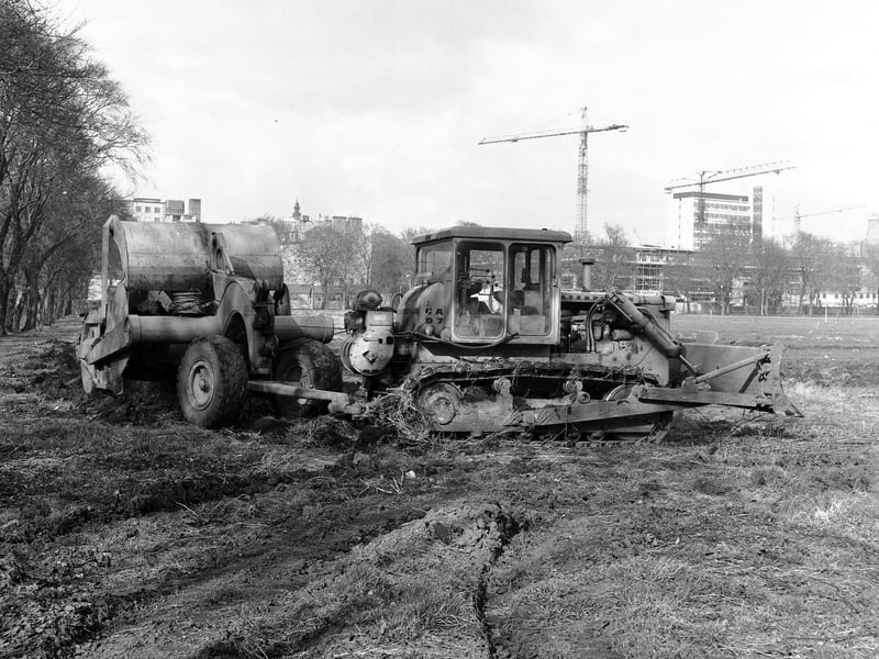 In 1966 the decision was taken to remove the allotments. A bulldozer is pictured at work clearning the area in March of that year.