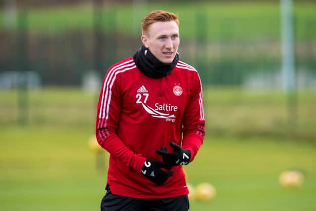 David Bates is back training with Aberdeen ahead of the trip to Celtic Park. (Photo by Ross Parker / SNS Group)
