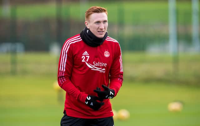 David Bates is back training with Aberdeen ahead of the trip to Celtic Park. (Photo by Ross Parker / SNS Group)