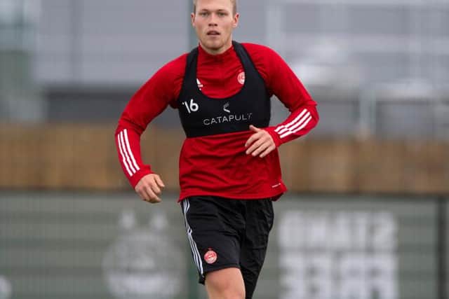 Aberdeen's Sam Cosgrove trains at Cormack Park, on June 23, 2020, in Aberdeen, Scotland - he'd later miss the start of the league campaign.