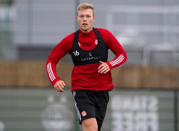 Aberdeen's Sam Cosgrove trains at Cormack Park, on June 23, 2020, in Aberdeen, Scotland - he'd later miss the start of the league campaign.