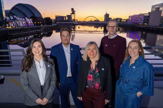 The Glasgow 2026 executive team (L to R): Jade Gallagher, Phil Batty OBE, Faye Shaw, Martin Fitchie and Louisa Mahon