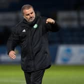 Celtic manager Ange Postecoglou celebrates at full time after the 4-1 win over Ross County in Dingwall. (Photo by Alan Harvey / SNS Group)