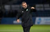 Celtic manager Ange Postecoglou celebrates at full time after the 4-1 win over Ross County in Dingwall. (Photo by Alan Harvey / SNS Group)