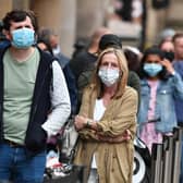 Shoppers wearing face masks in Glasgow. Picture: John Devlin